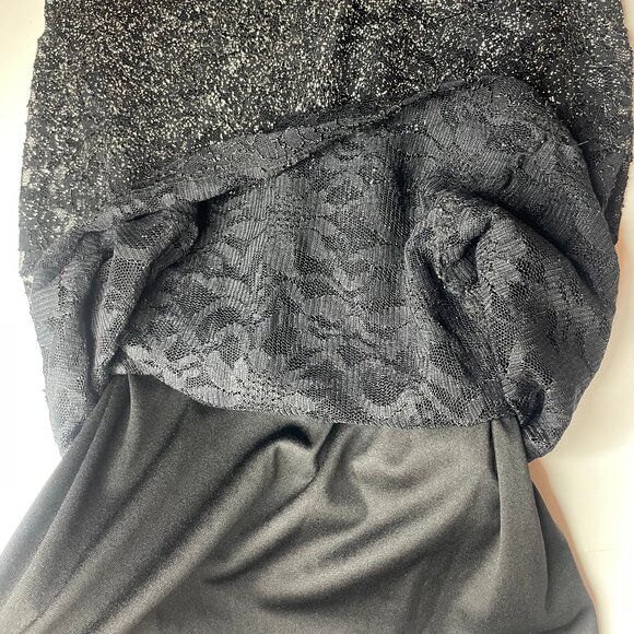 Marina Black Silver Sparkle Scallop Neckline Lace Midi Dress Event Occasion 8 - Picture 7 of 13